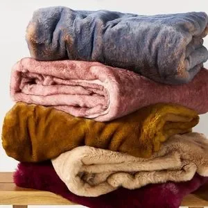 Anthropologie Bedding Aleksi Faux Fur Throw Blanket Natural Blue Poshmark